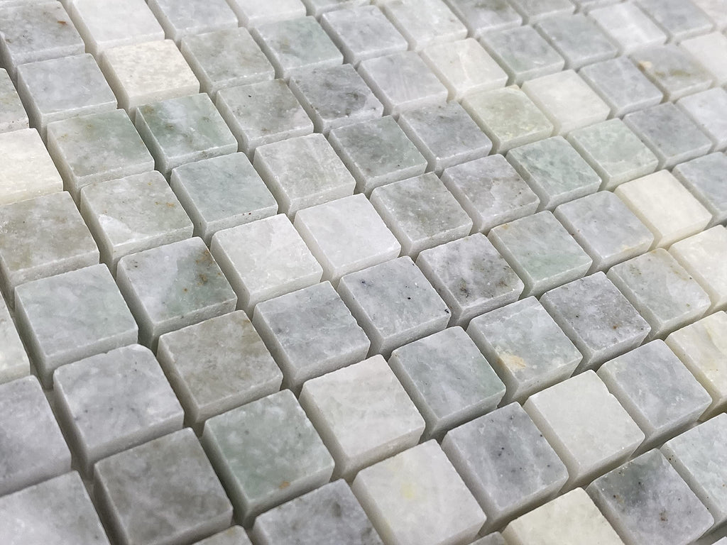 Light Ming Green Yellowish and Onyx and Grey Marble Polished Mini Square 5/8x5/8 Mosaic Tiles Backsplash Bathroom