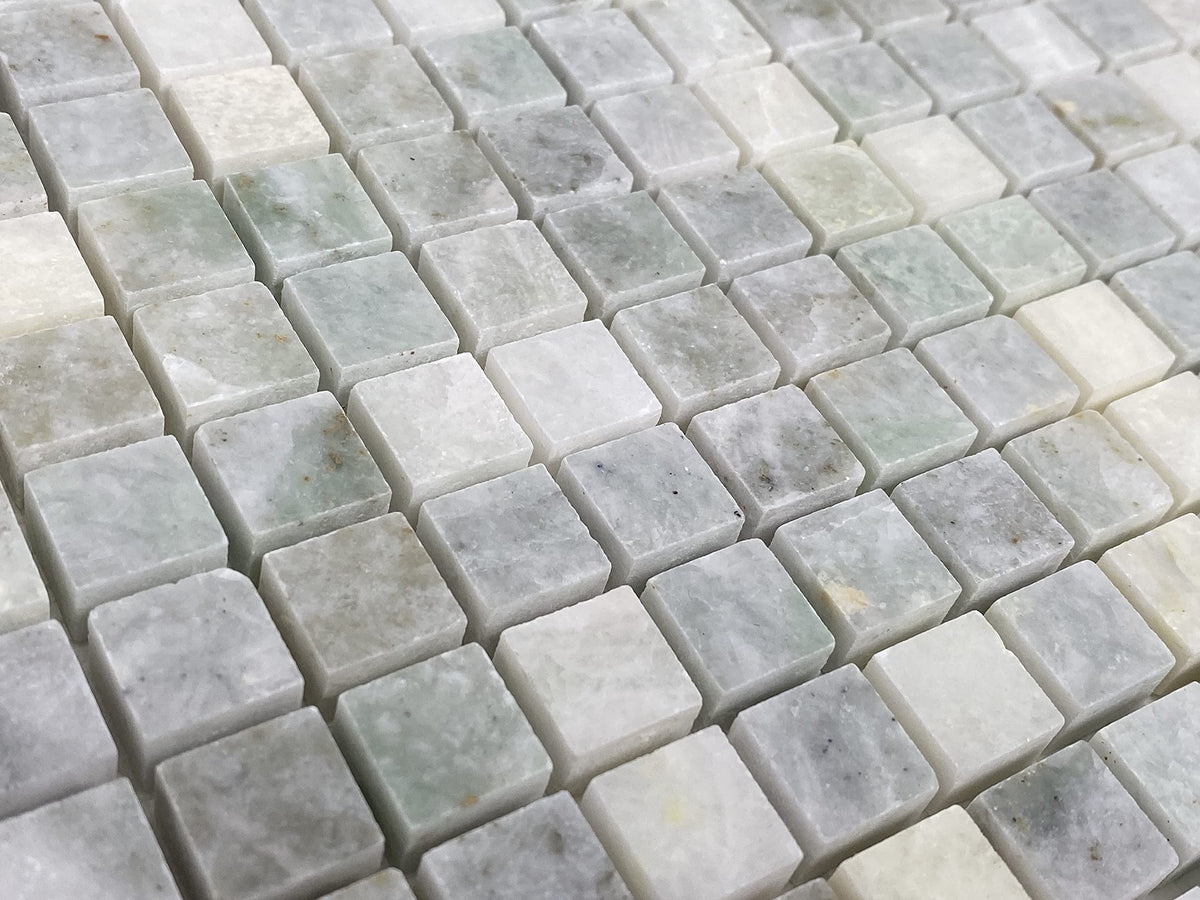 Light Ming Green Yellowish and Onyx and Grey Marble Polished Mini Square 5/8x5/8 Mosaic Tiles Backsplash Bathroom