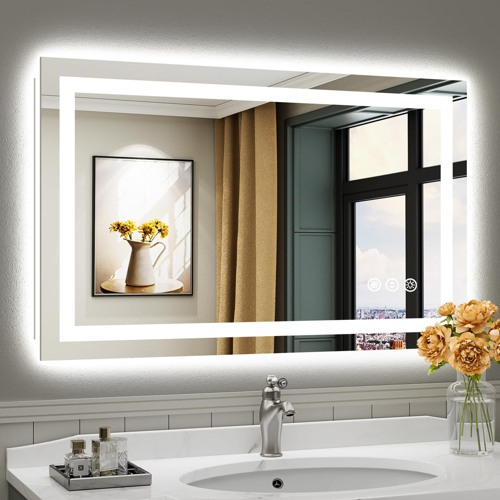 40x24 Inch LED Bathroom Mirror with Lights, Backlit & Front Lit