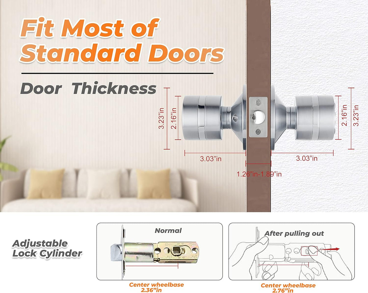 Keyless Electronic Entry Door Knob, Bedroom Door Knob with Keypad