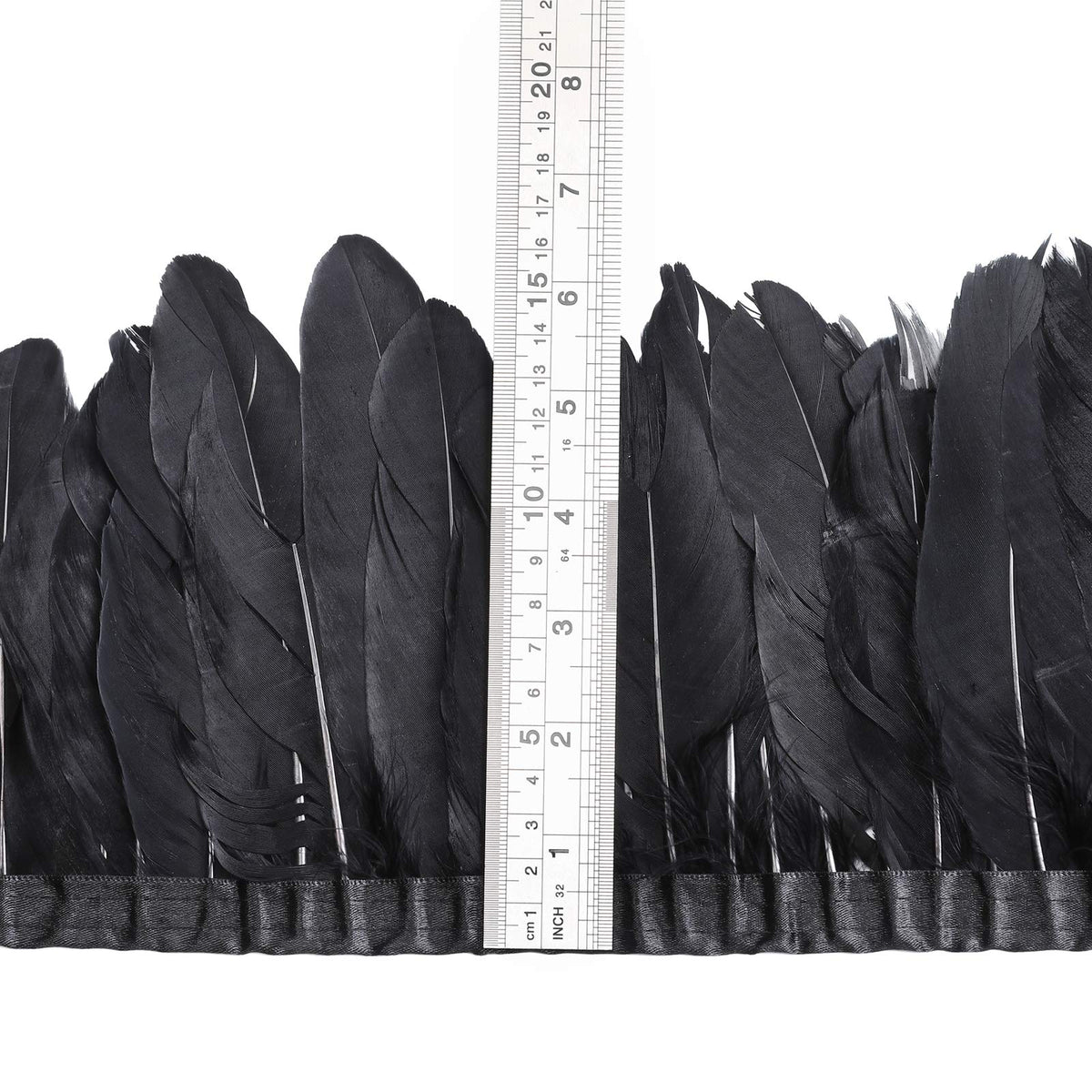 Duck Goose Feather Trim Fringe 2 Yards (Black)