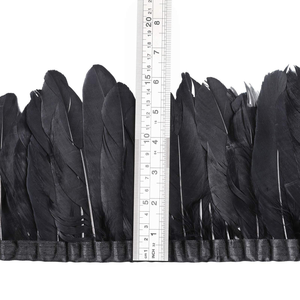 Duck Goose Feather Trim Fringe 2 Yards (Black)