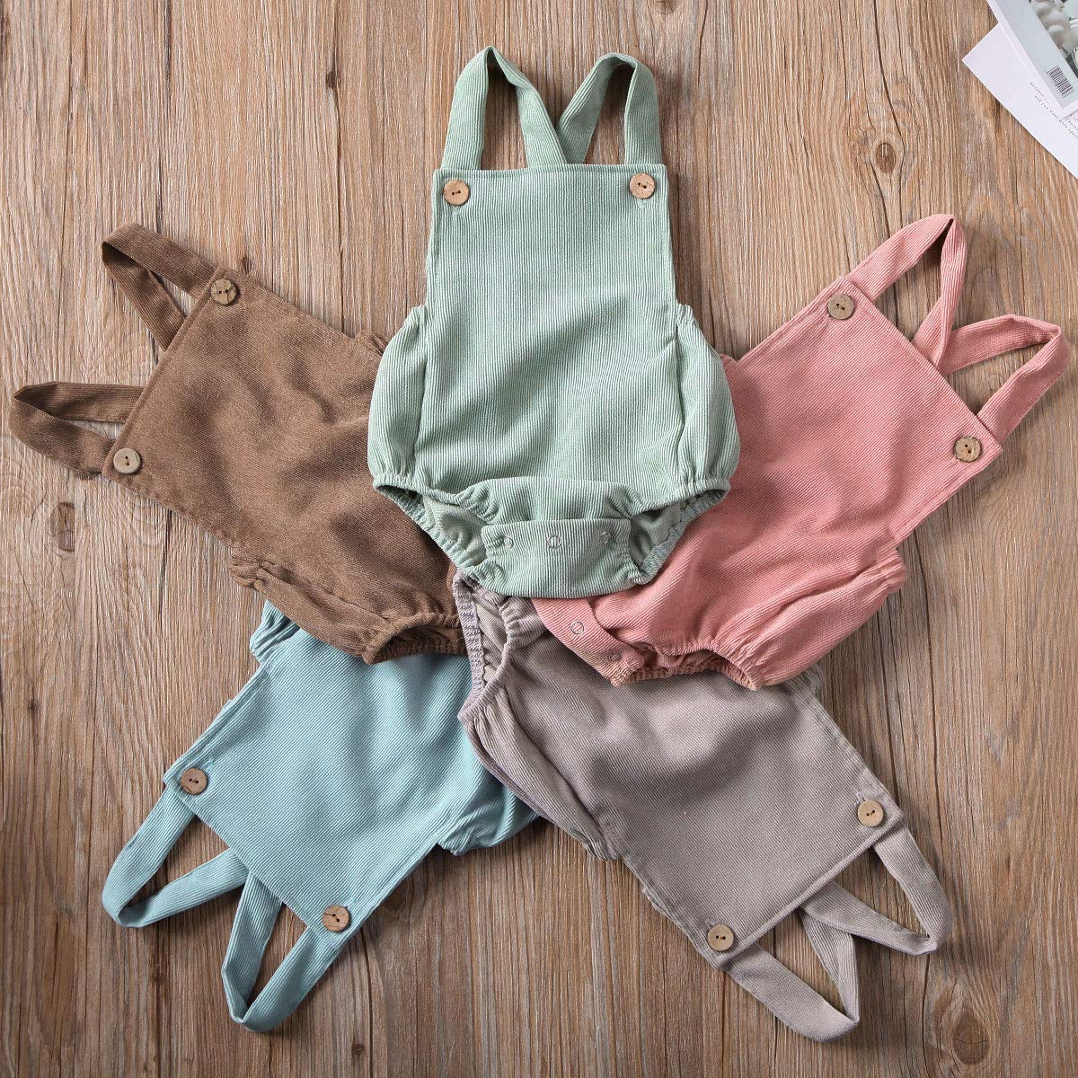 Newborn Baby Summer Romper Unisex Solid Color Button Jumpsuit Sleeveless Backless Overalls Outfits 1Pcs