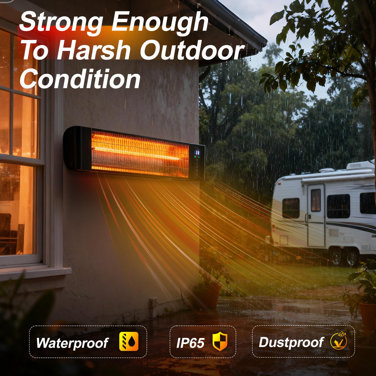 Infrared Patio Heater 1500W Outdoor Heaters Electric Space Heater 3 Heating Modes Outdoor/Indoor Use Heater