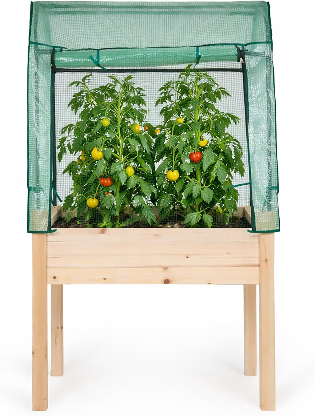 Expressions 36"x24" Elevated Garden Bed with Greenhouse Cover - Raised Wooden Planter Box with Legs, Mini Outdoor