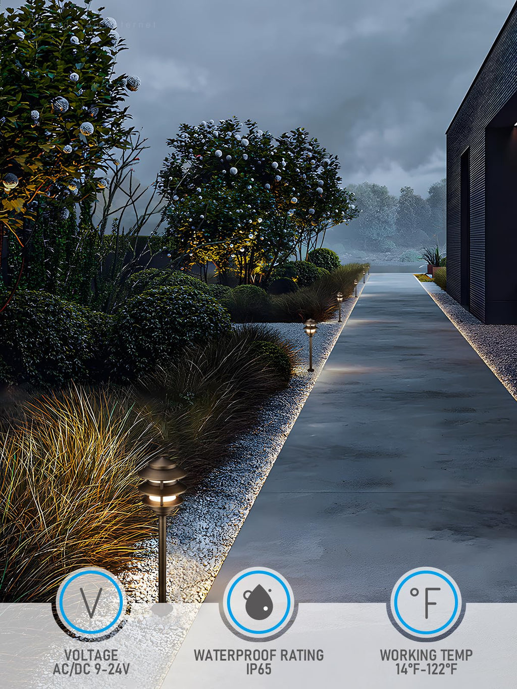 12V Cast Brass Pagoda Path Light, Bronze