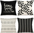 Pillow Covers 16x16 Set of 4, Modern Sofa Throw Pillow Cover, Decorative Outdoor Linen Fabric Pillow Case for Couch