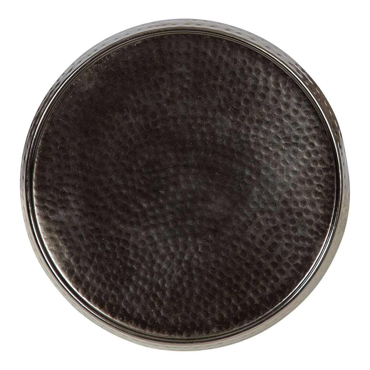 Inspired Saarinen Style Sanzo Modern Pedestal Side Table; 9 x 9 x 23; Pewter; Decorative with Hammered Tabletop