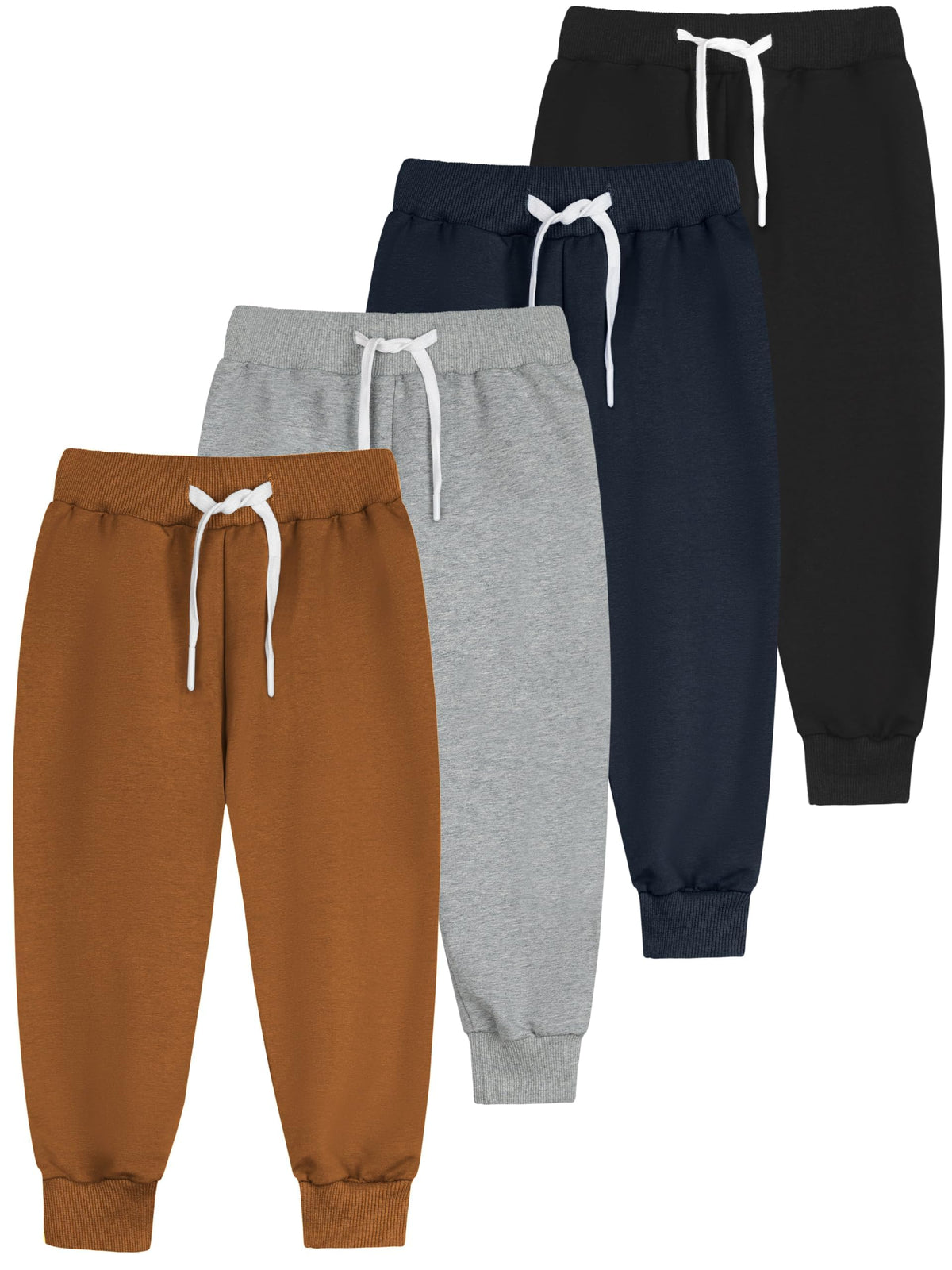 4 Pack Boys Joggers Sweatpants Toddler Cotton Pants with Drawstring