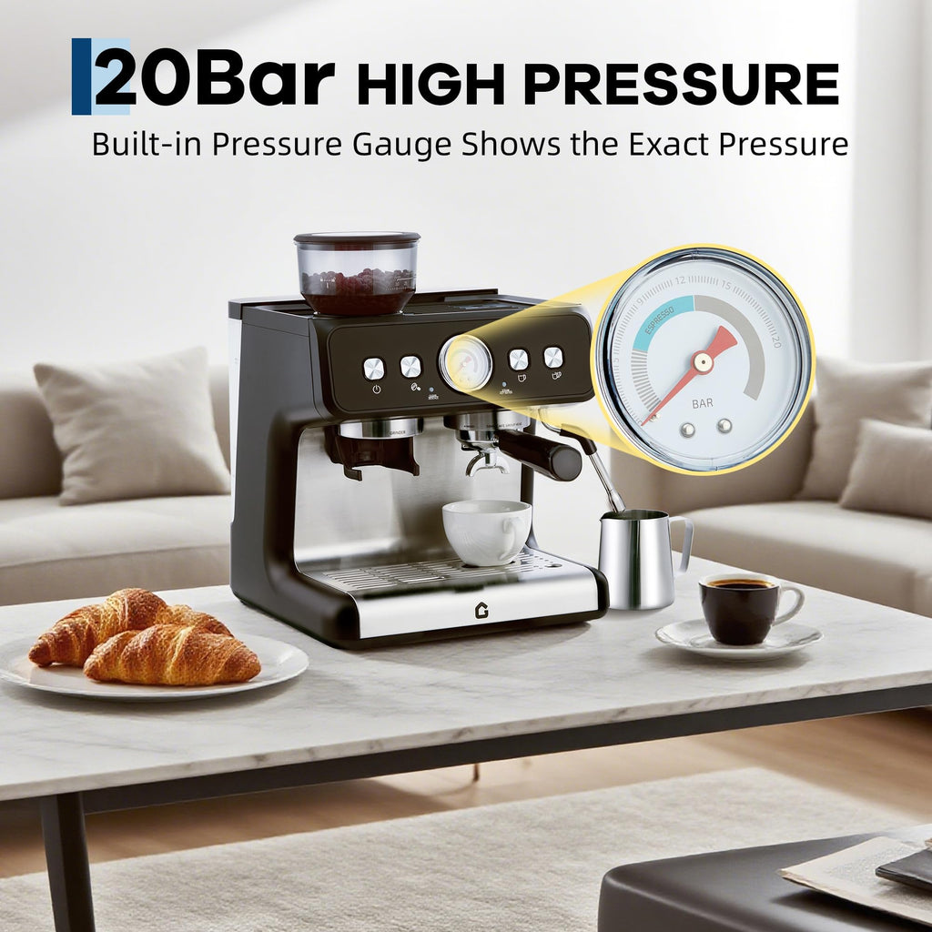 Deluxe Espresso Machine with Double Boiler, Built-in Burr Grinder