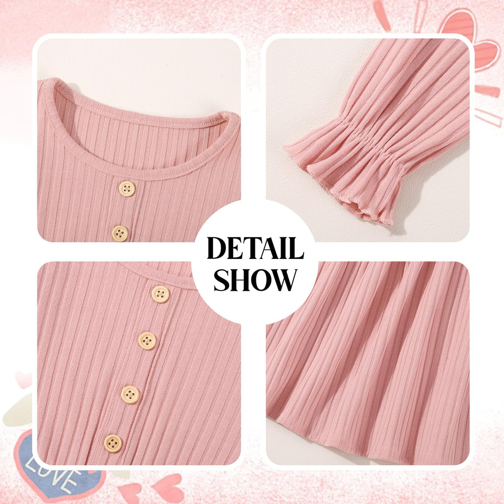 Toddler Girl Dress Girls Sweater Dresses Long Sleeve Ribbed Knit Dresses
