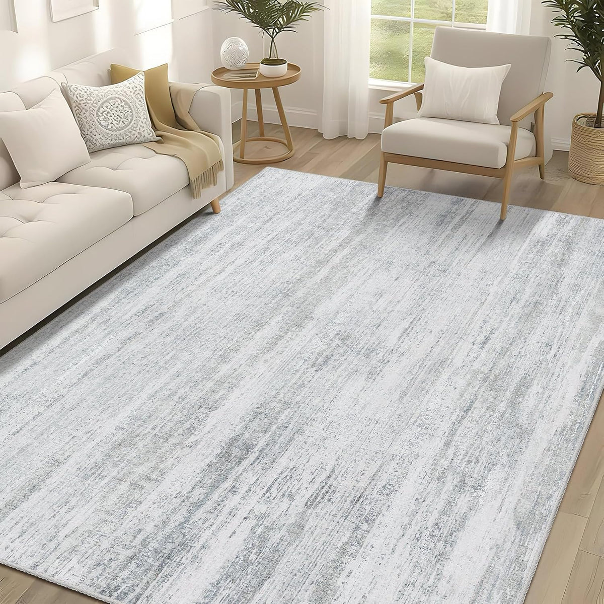 Washable Area Rug Low Pile Non Slip Modern Abstract Large