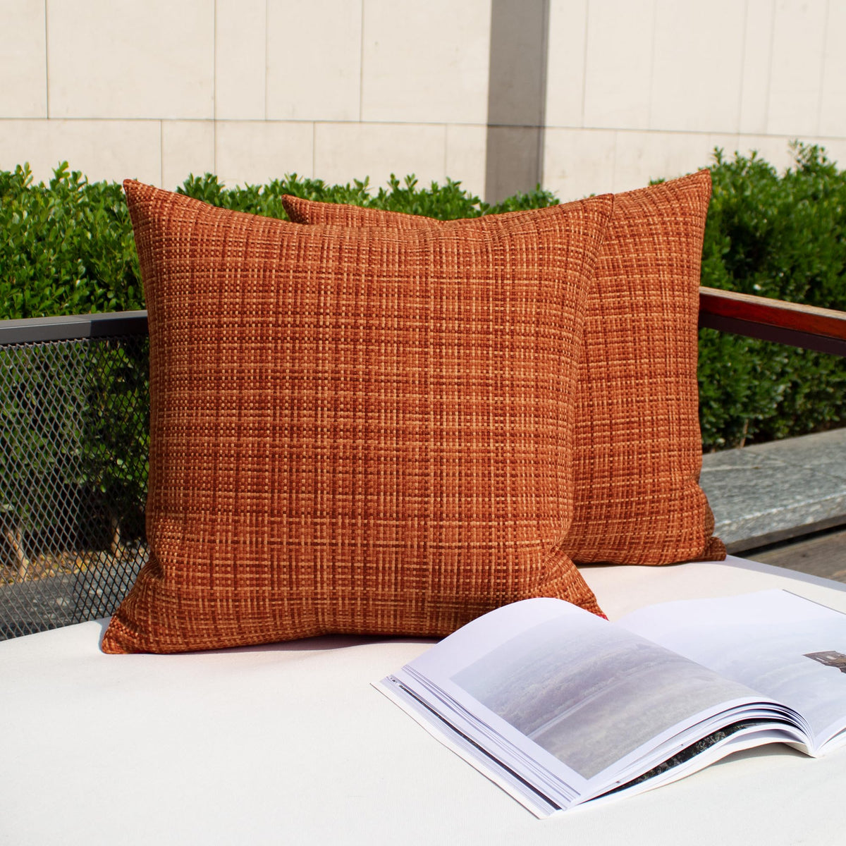 Outdoor Waterproof 16"x16" Pillow Covers 2 Pack, Burnt Orange