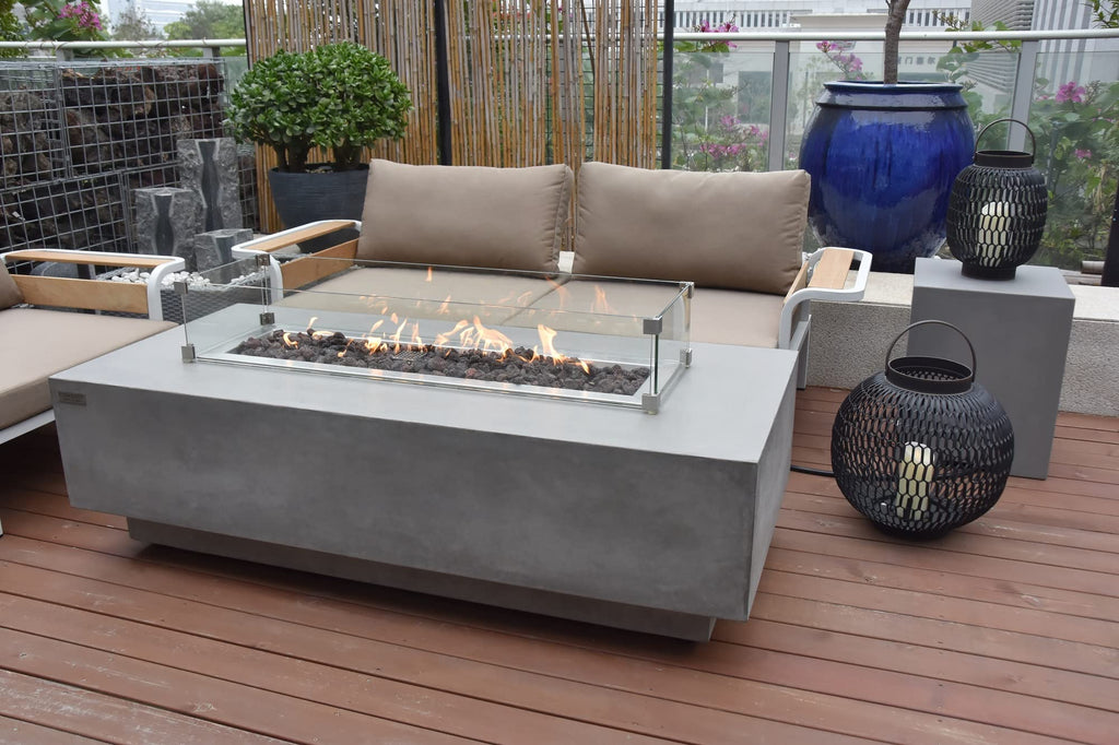 Granville 60" Natural Gas Concrete Outdoor Fire Pit Table Bundle