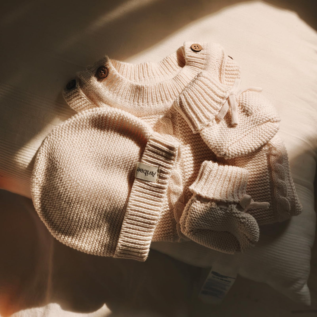 Cotton Newborn Set with Knit Vest, Beanie, Booties, Baby Boys Girls