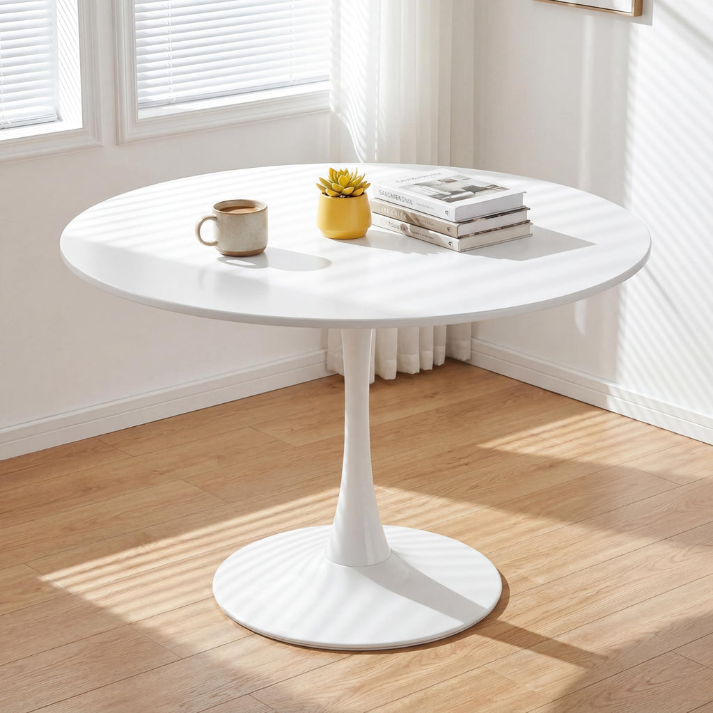 Inspired Saarinen Style 42" Round Tulip Table with Thickened Tabletop & Metal Pedestal