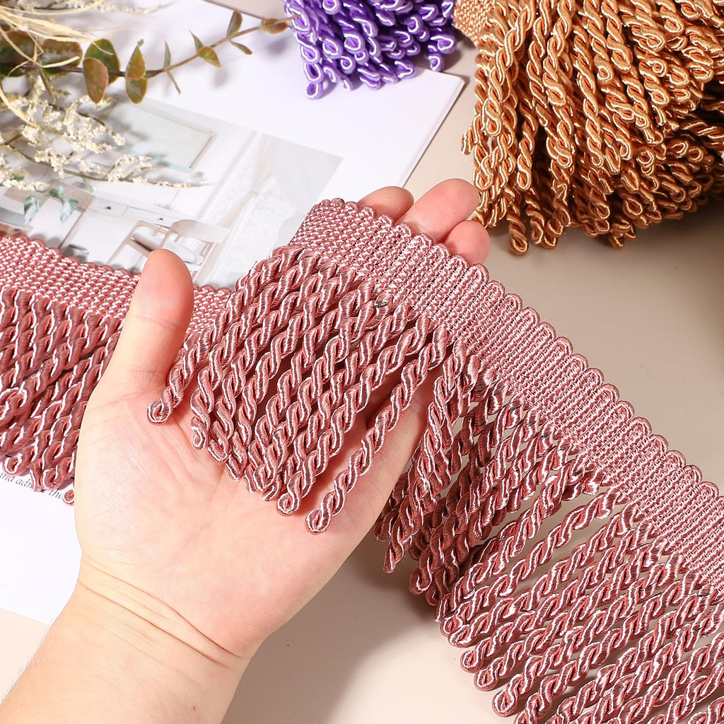 Beige Fringe Trim, 5 Yards x 4inch Fringe Trim Curtain Tassel Thick Long Fabric Sewing for Curtain Sofa Clothes DIY