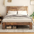 Rustic Wood Bed Frame with Headboard