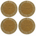 Beaded Round placemate Gold Tonal Charger Placemats, Set of 4 13-Inch Round