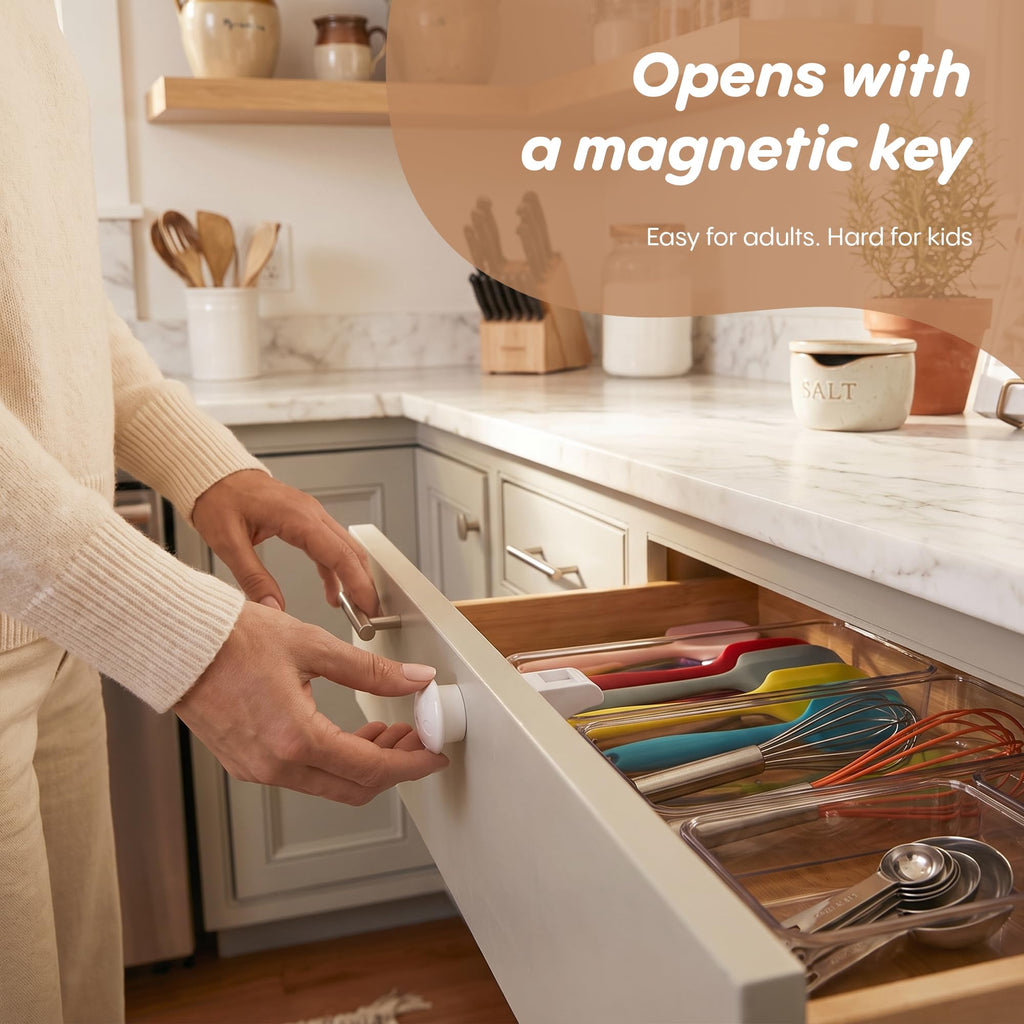 Magnetic Cabinet Locks for Baby Proofing, 22-Pack