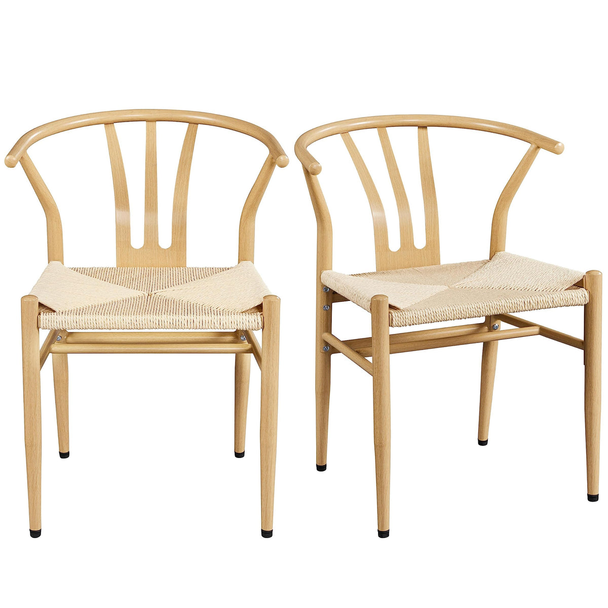 Dining Chairs Set of 6 Mid Century Modern Woven Chairs Wood Color