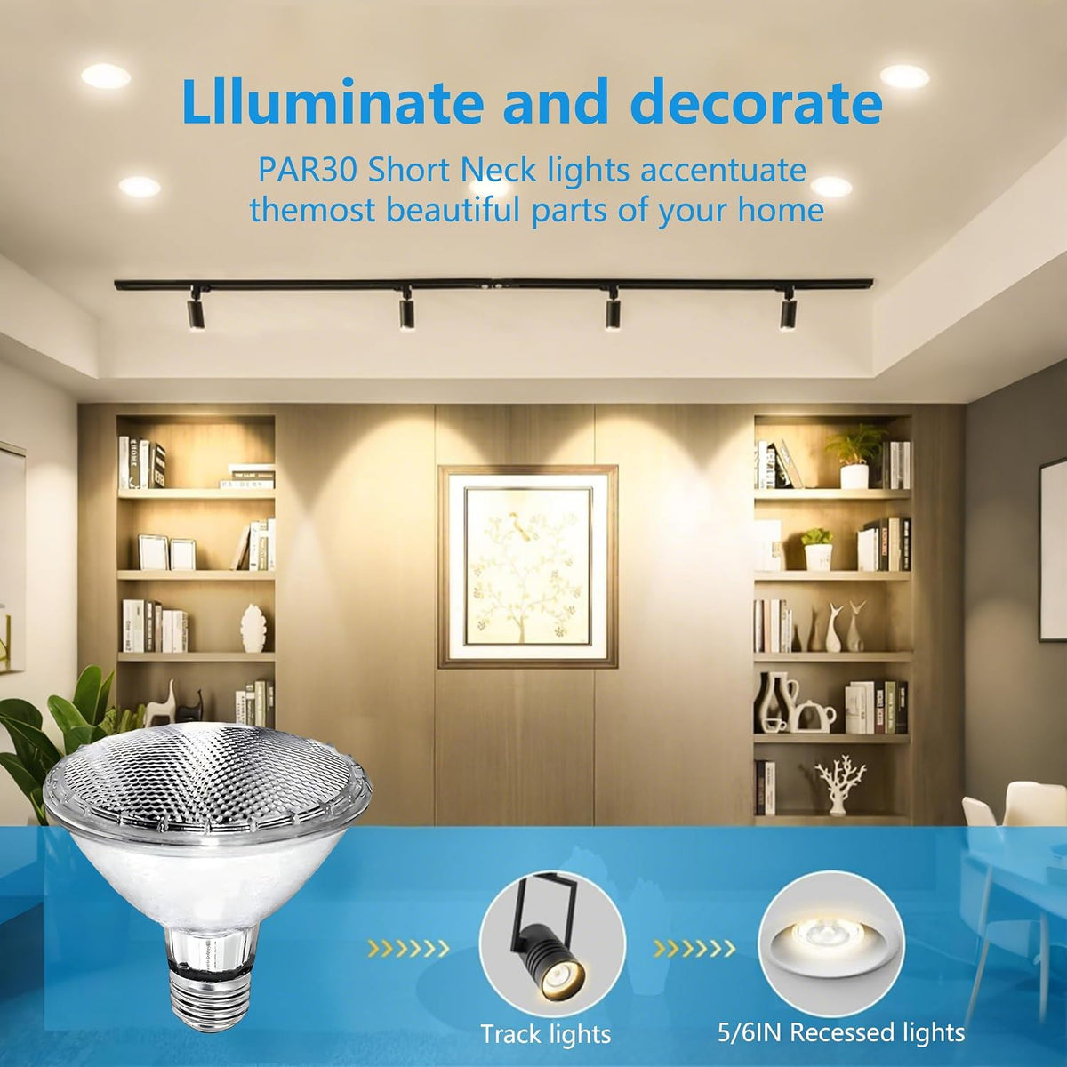 PAR30 Short Neck Halogen Flood Light Bulbs, 120V 75W PAR30 Light Bulb, Dimmable, High Output, E26 Medium Base, 2700K