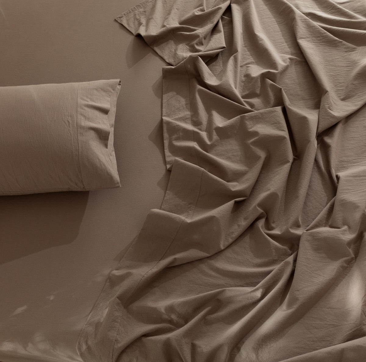 Washed Cotton Fitted Sheet Set, 3-Piece, Relaxed Linen Feel