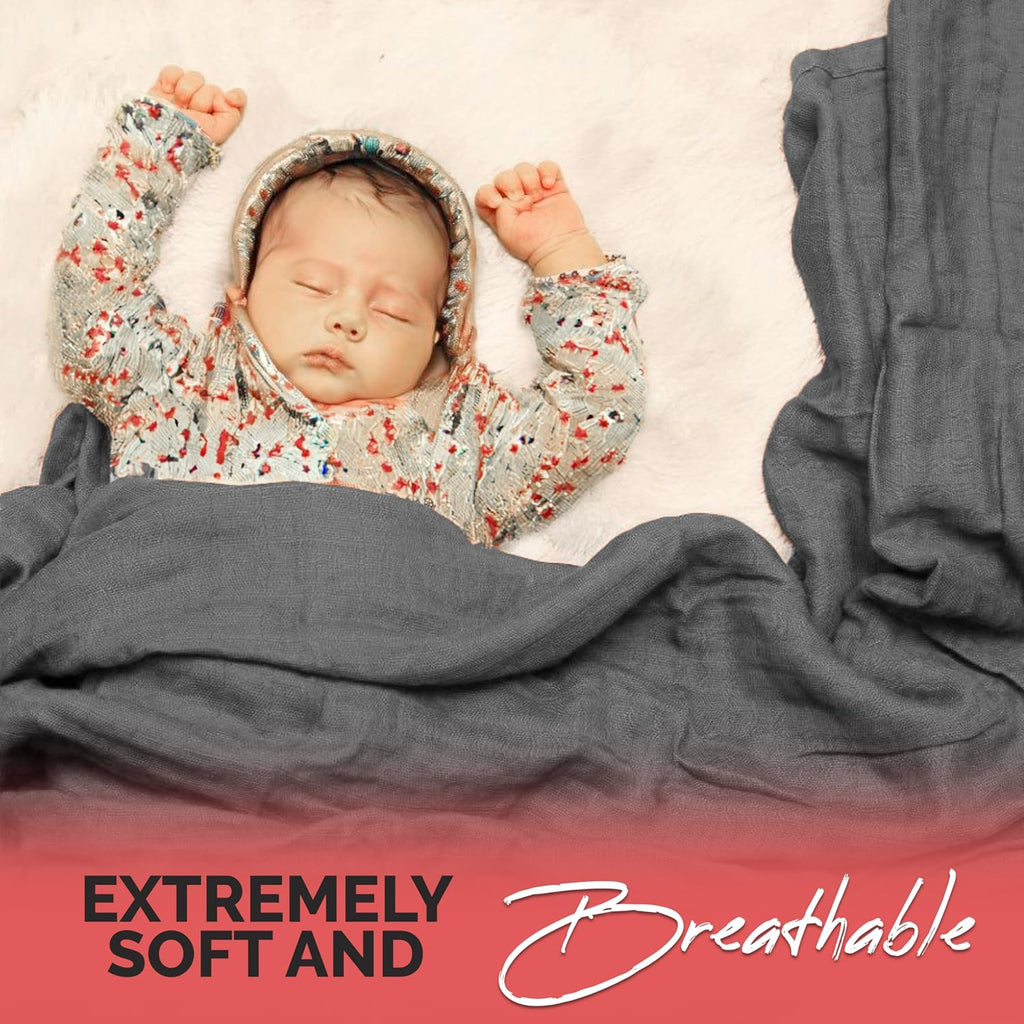 Pack of 4 Swaddle Blankets - Organic Cotton Muslin Baby Blanket for Swaddles 3-6 Months & 0-3 Months | Soft Swaddle