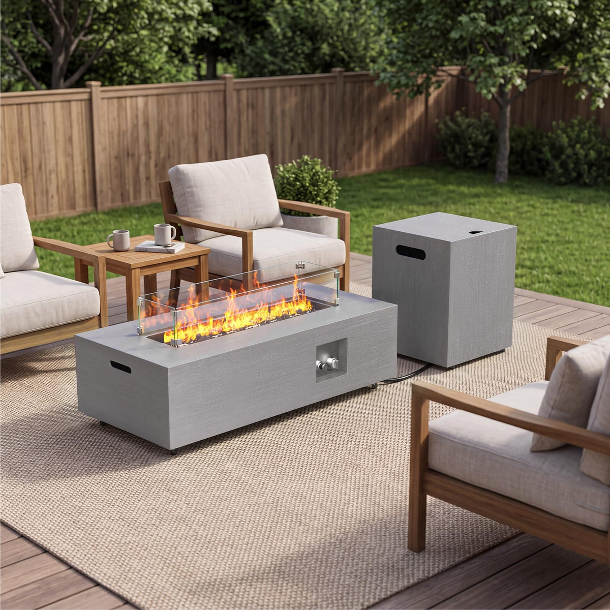 42in Fire Pit Table Propane Gas Fire Pits 50, 000 BTU for Outdoor