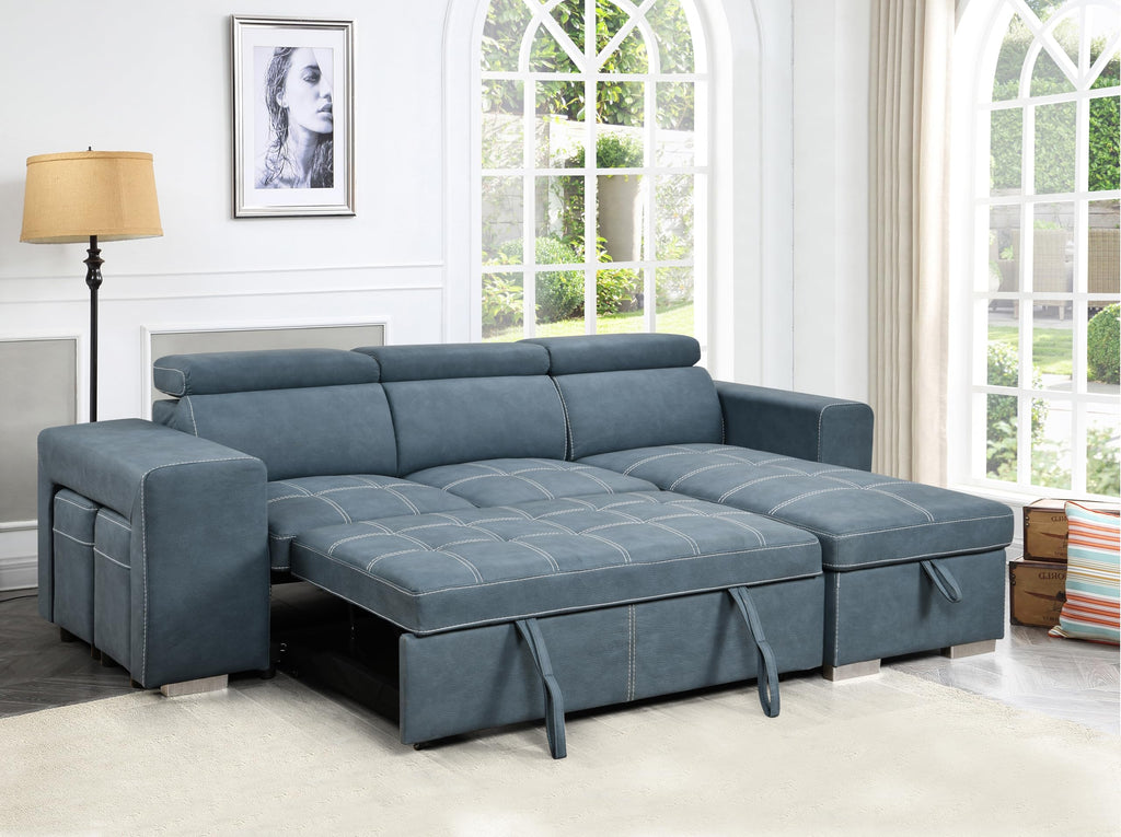 102'' Microfiber L Shaped Sectional Sleeper Sofa Couch with Pullout Bed and Storage Chaise, Convertible Couches with