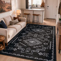 Washable Western Area Rug Bedroom, Black and White