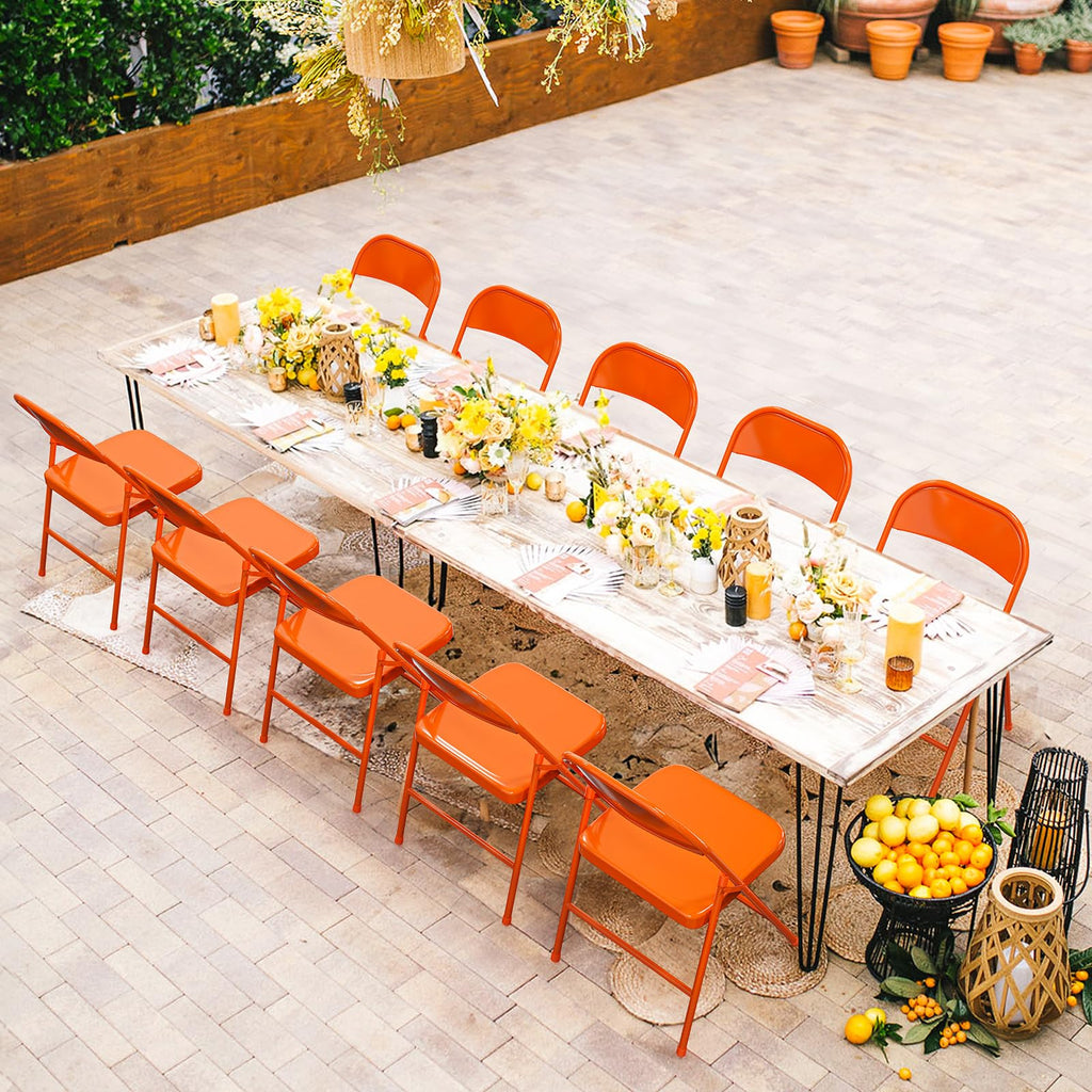 Folding Chairs All Steel Metal Frame, Capacity 350 lbs, Durable Portable and Versatile for Indoor Outdoor Use