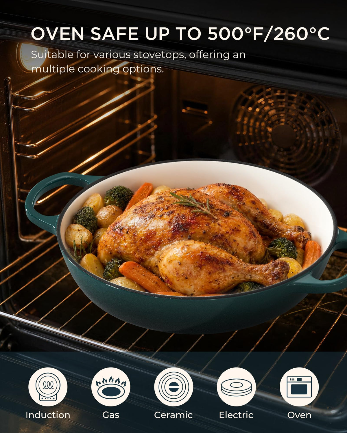 Enameled Cast Iron Dutch Oven for Bread Baking, 6QT Meatloaf Pan, Green