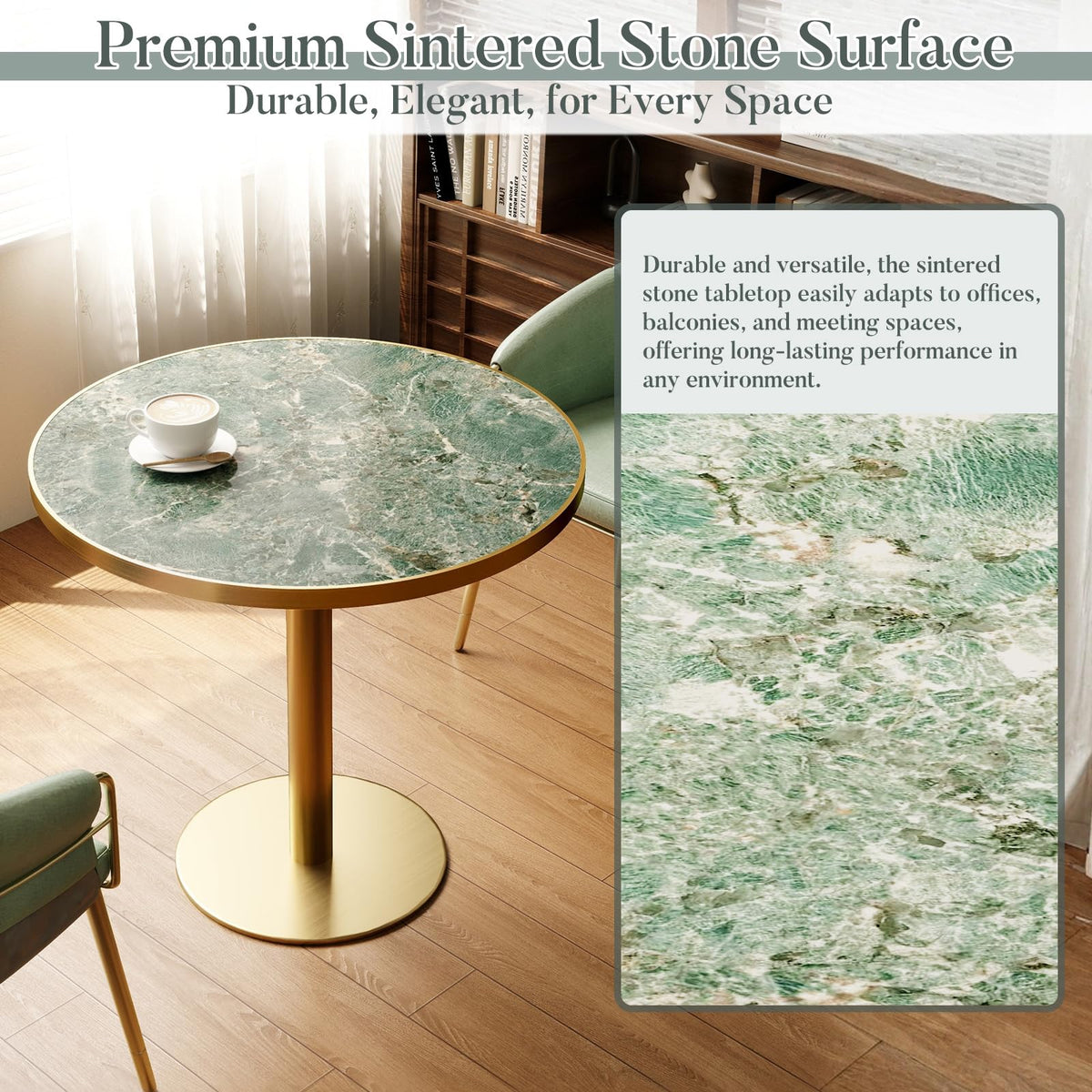 Inspired Saarinen Style 31.5'' Tulip Table, Round Dining Table with Sintered Stone Tabletop