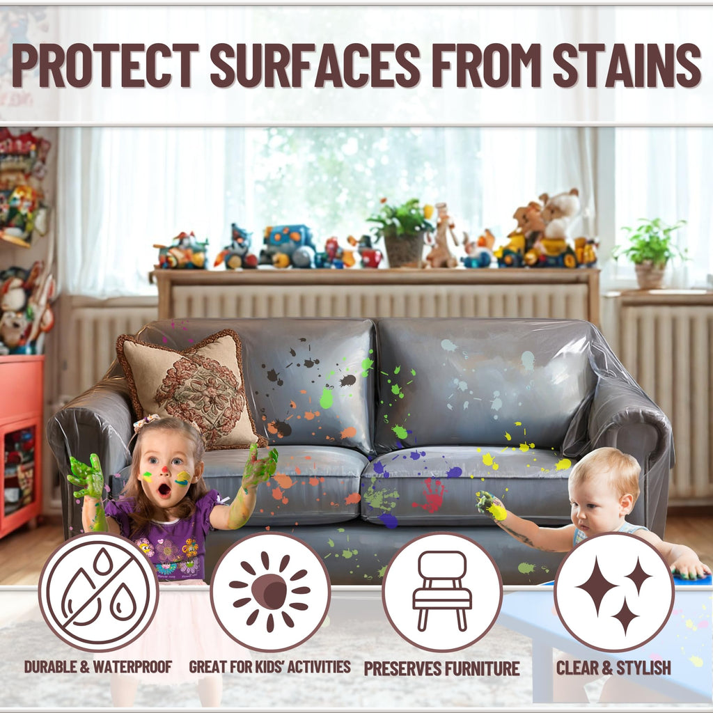 Clear Vinyl Loveseat Cover, Spill-Resistant 2-Seat Sofa Protector