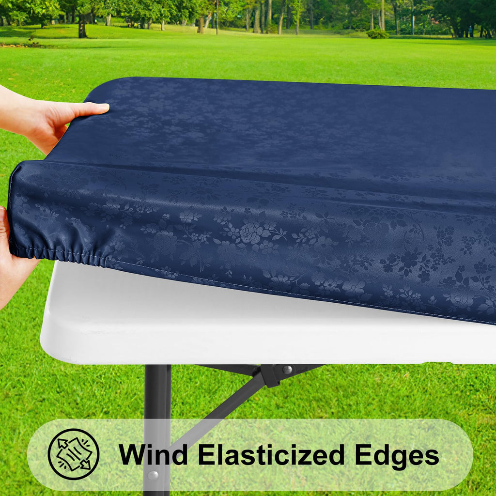 Heavy Duty Vinyl Fitted Tablecloths for 5 Foot Rectangle Tables