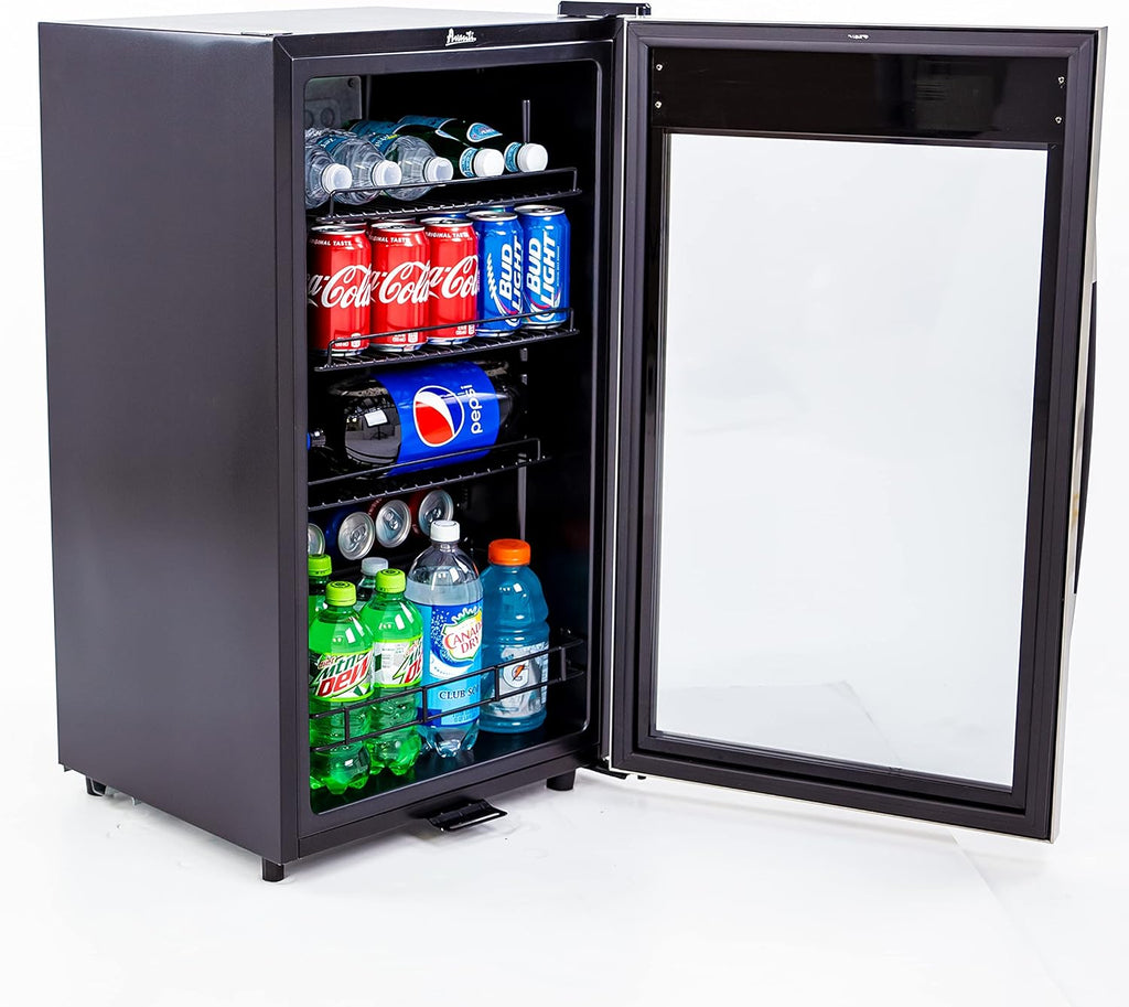 Beverage Cooler with Glass Door 108 Can Mini Refrigerator with Lock for Beer Soda Water Wine with Adjustable Shelves