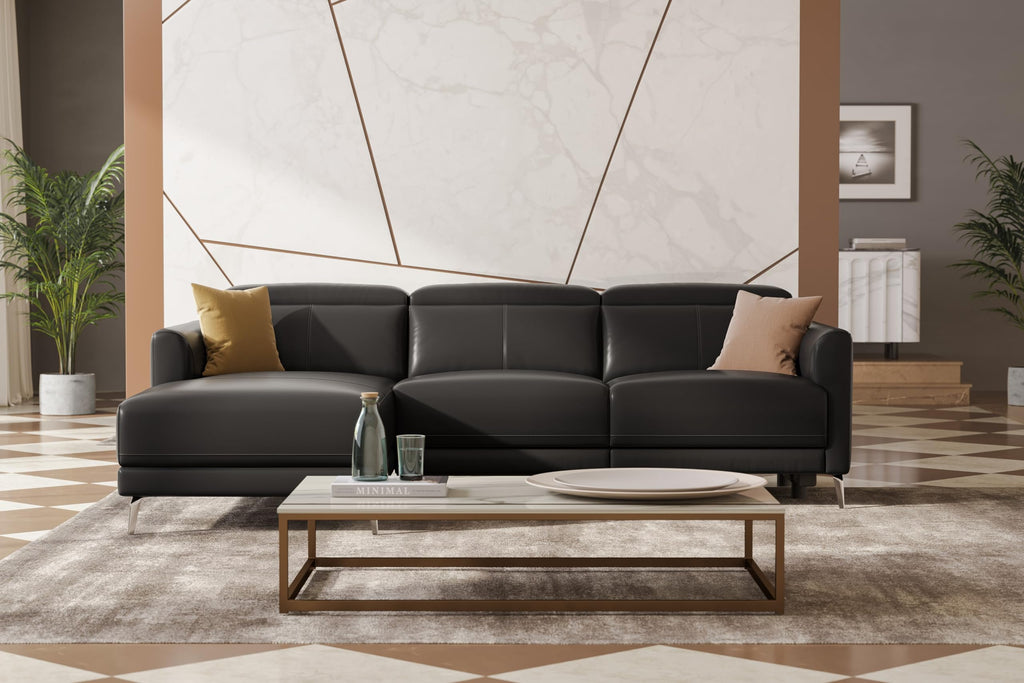 Andria 99.5" Reclining Leather Sectional Sofa, 3 Seater Reclining Couch with Left Hand Chaise | Italian Nappa 11000