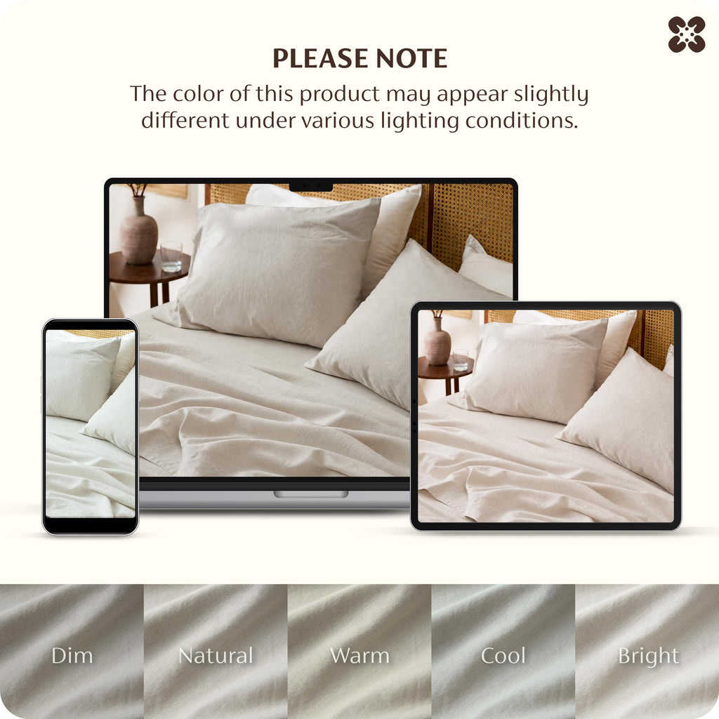 PureWoven European Linen Sheets, Cotton Linen Bed Sheets, 4PCS