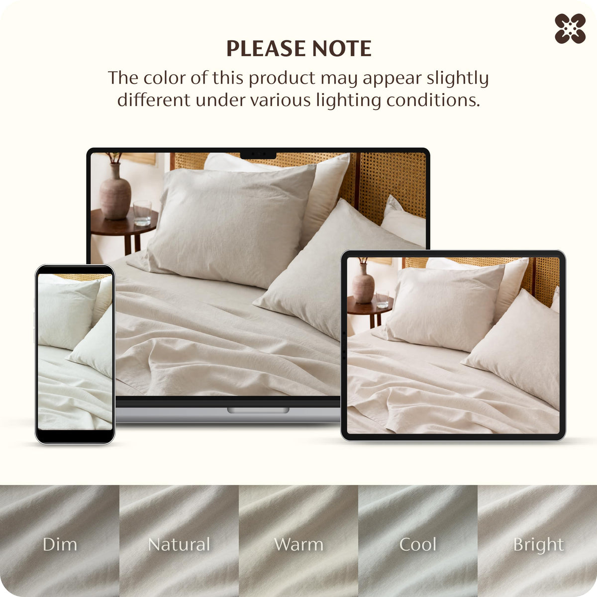PureWoven European Linen Sheets, Cotton Linen Bed Sheets, 4PCS