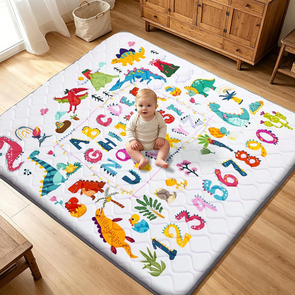 Play Mat - Thicken 50x50 Inch Soft Foam Crawling Mat for Playpen & Floor, Non-Slip Waterproof Playmats for Infants &