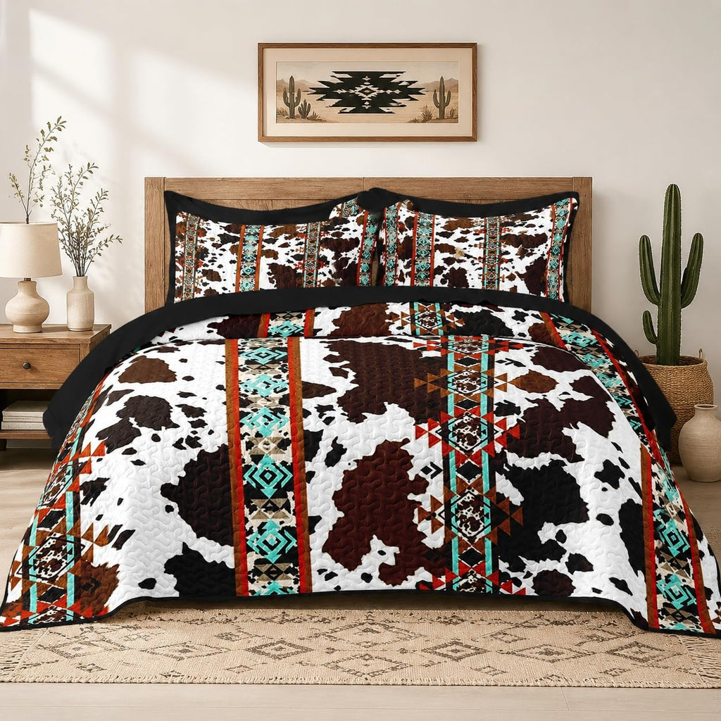 Quilt Set, 7 Pieces Western Cow Bedding, Bedspread