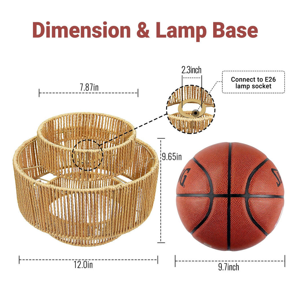 Hanging Lamps Rattan Pendant Light - 16.4ft Plug in Cord Hanging Light Fixture Plug Into Wall Outlet Pendant Lighting