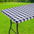 8 Foot Picnic Table Cloth, Flannel Backed Fitted Vinyl tablecloths