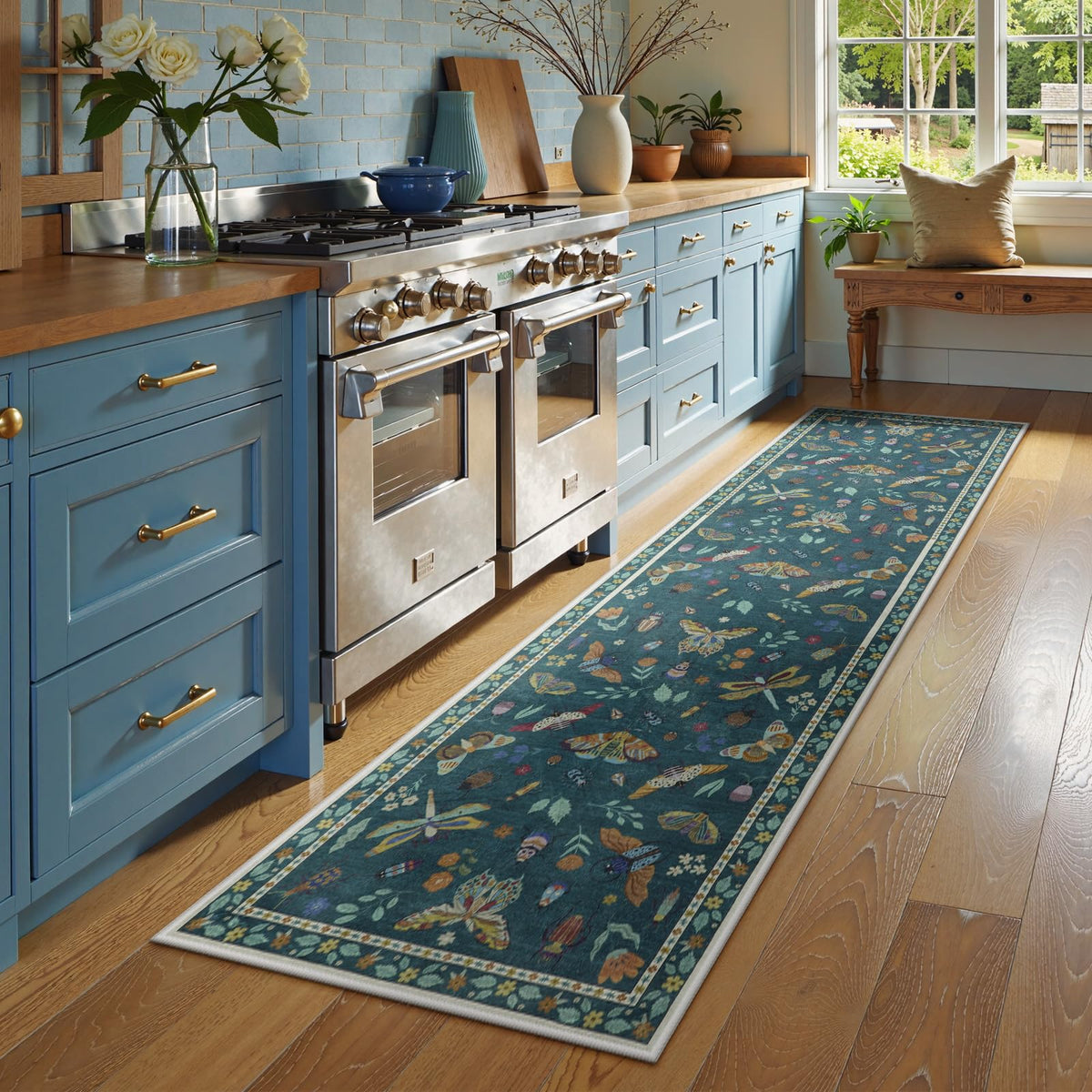 Insect Hallway Runner Rug, 2'5''x8' Washable Runners s