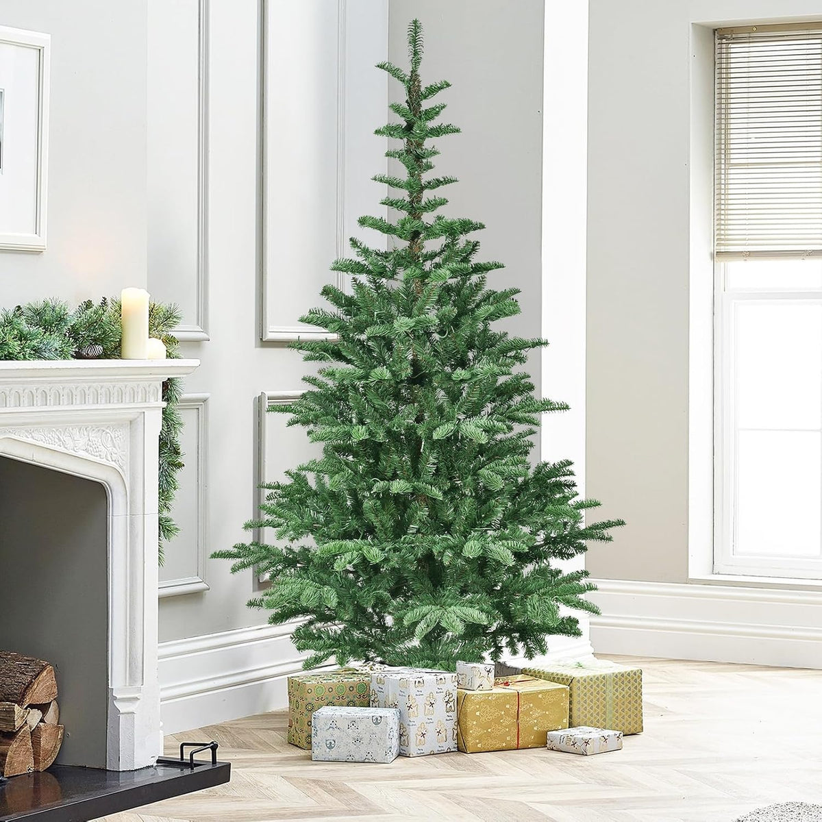 Pre Lit Artificial Christmas Tree, Premium Douglas Fir Christmas Tree /1307 PE & PVC Mixed Branch Tips