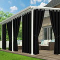 Black Outdoor Curtains Waterproof, 6 Drape Panels