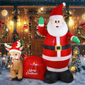 7Ft Christmas Inflatable Santa Clau Built-in LED Lights, Outdoor Decoration Santa with Reindeer and Christmas Ball