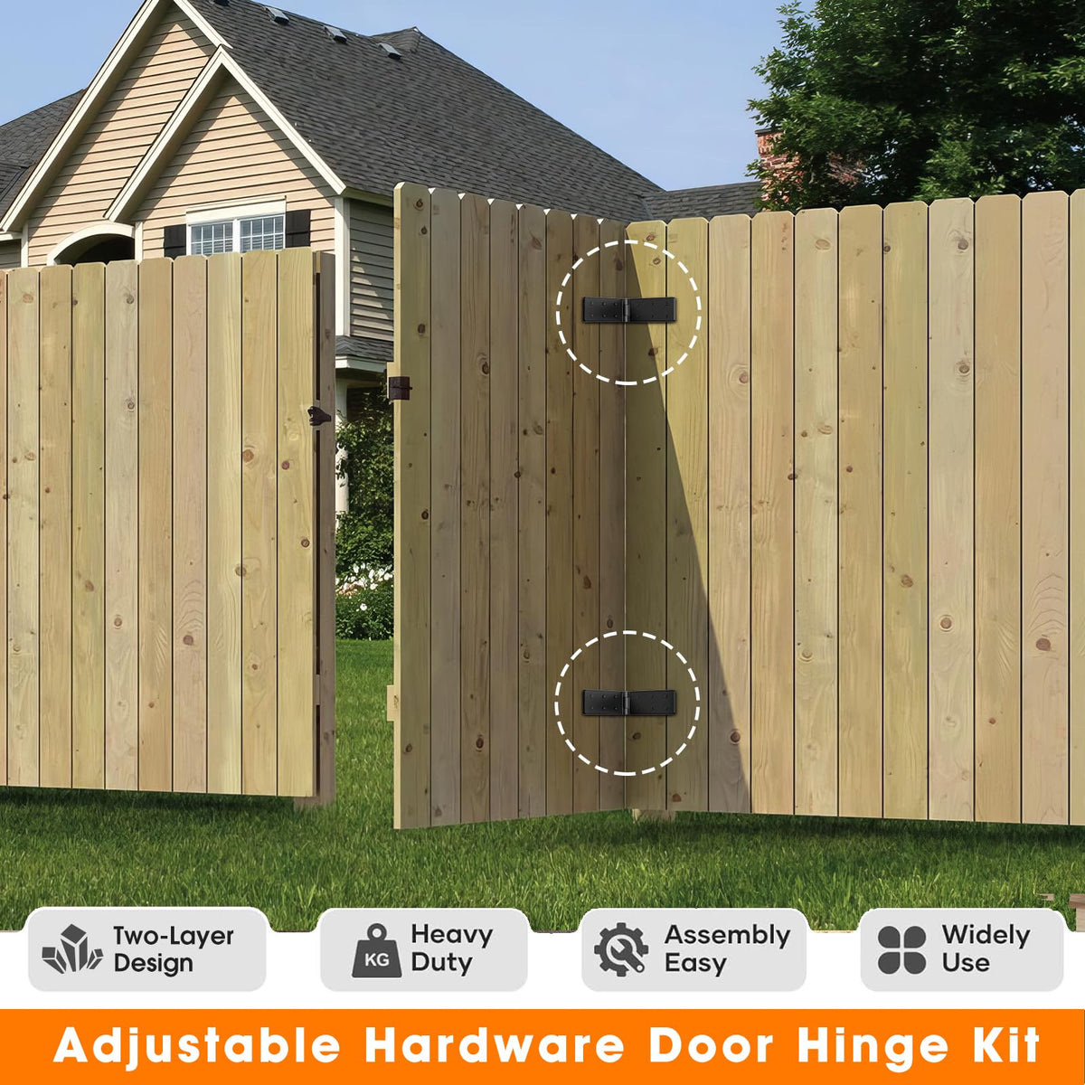 Heavy Duty Gate Hinges, 270 degree Wood Door Hinge for Fence Barn Doors