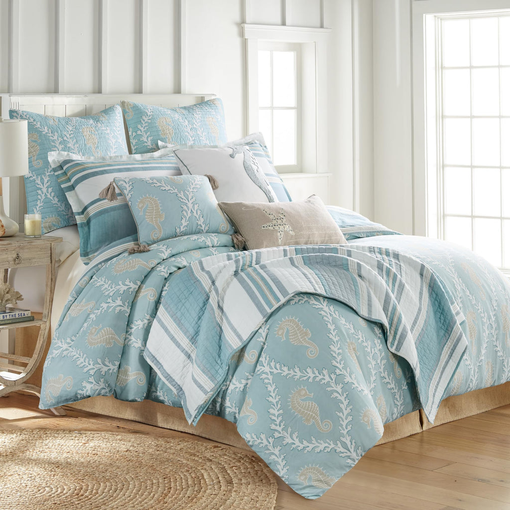 Kailua Duvet Set - Duvet Cover (90x94in.) + Two Standard Pillow Cases (20x26in.) - Stripe - Blue Teal